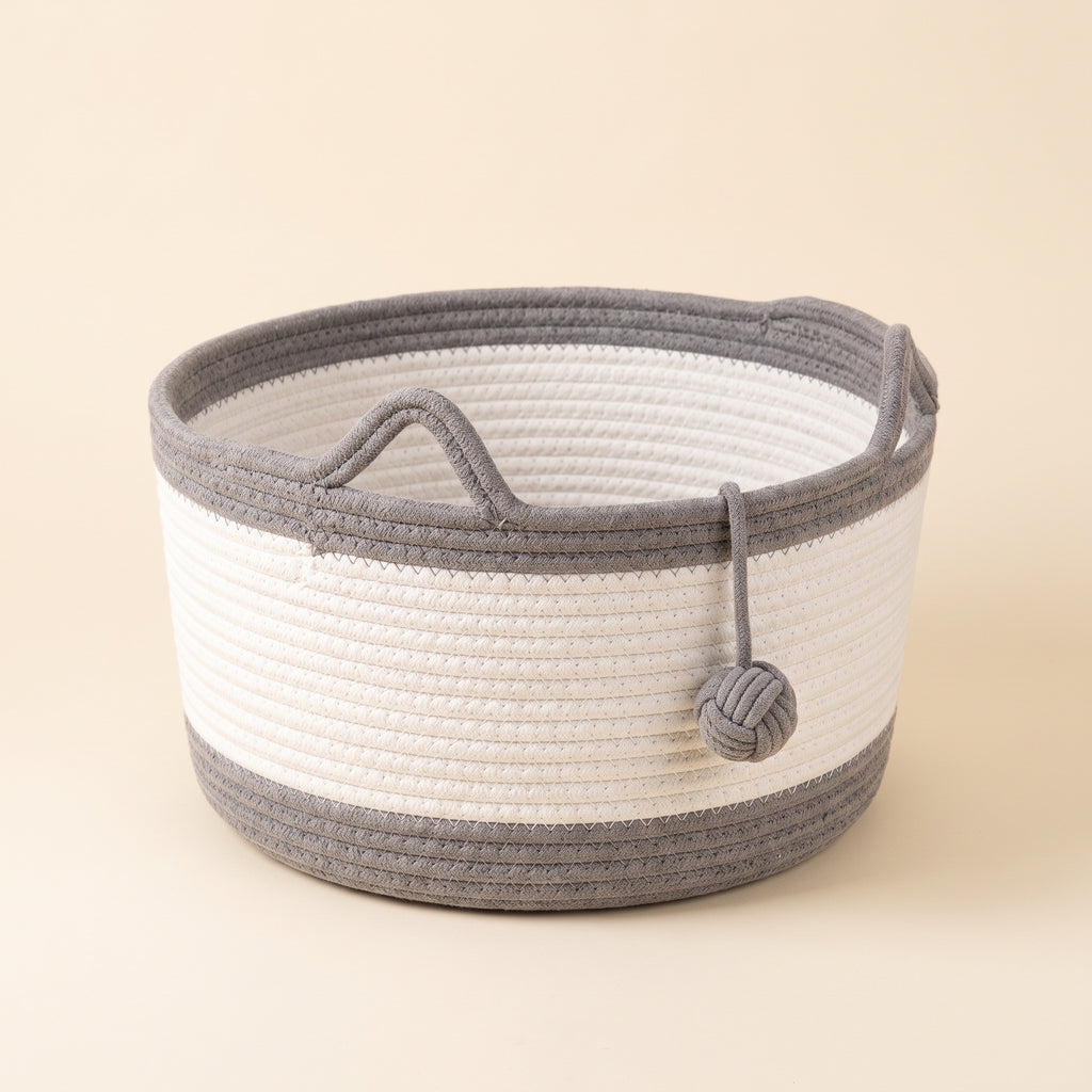 Cotton rope cat bed in Gray and White
