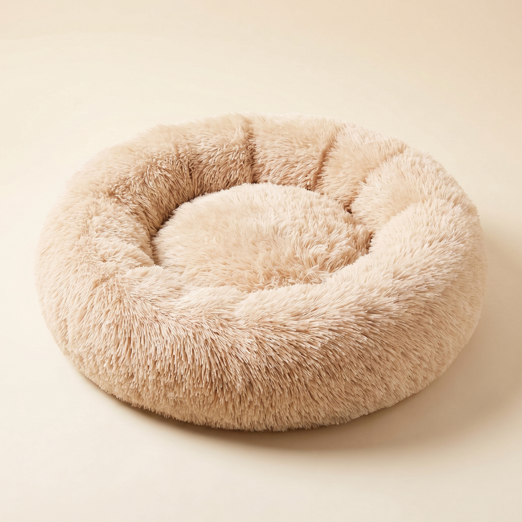 Huddlepaw Calming Donut Bed in Beige