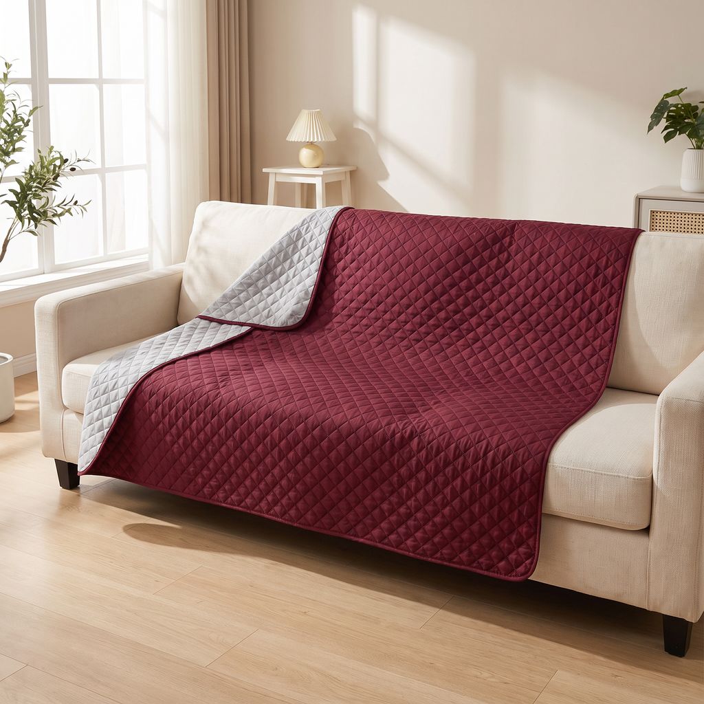 Burgundy couch cover