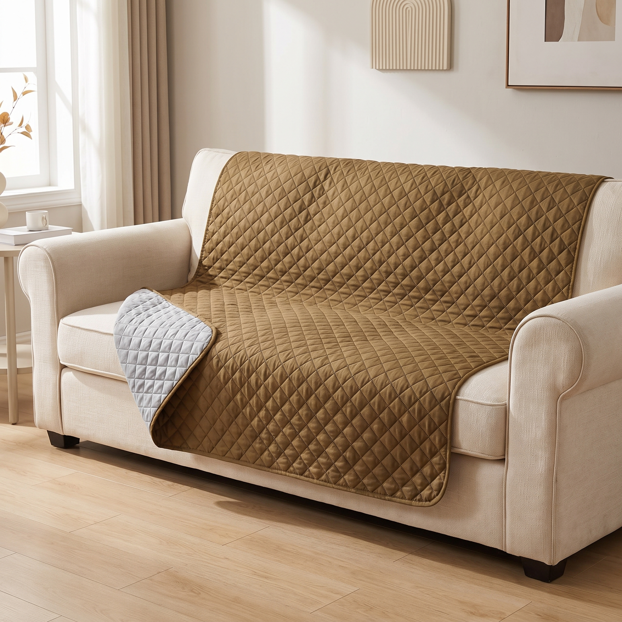 Khaki couch cover
