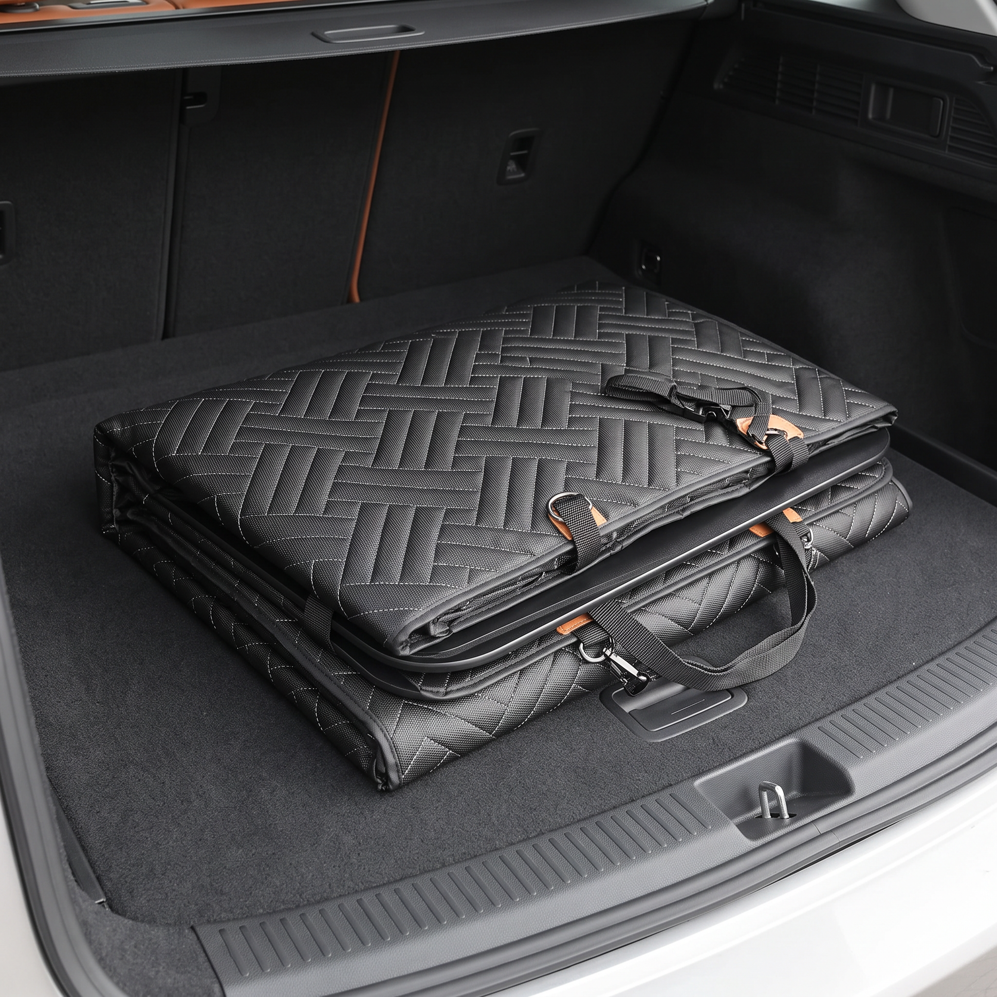 The extender folded flat and stored in a car boot